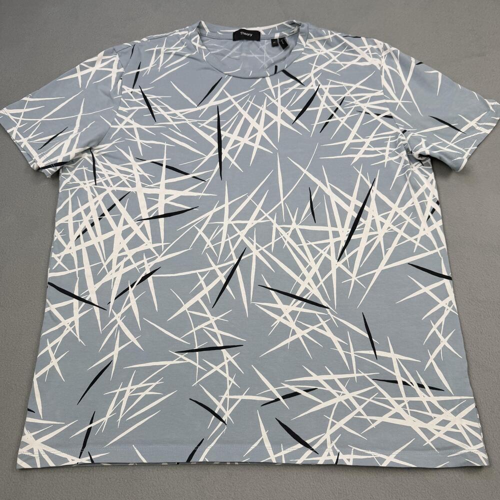 Theory Shirt Mens XL Blue Clean Tee Tropic Graphic Cotton Crewneck Portugal